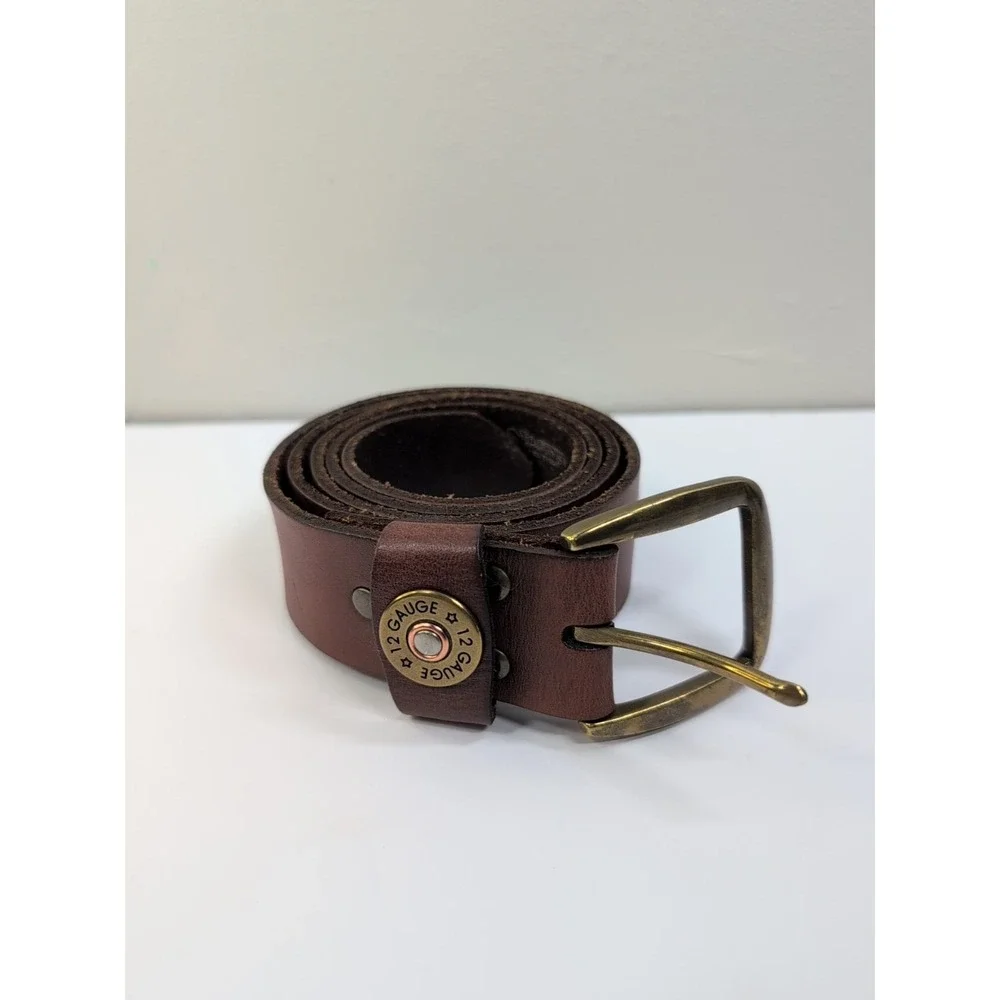 12‎ Gauge Shotgun Shell Conchos Genuine Full Grain Leather Belt 1-3/8